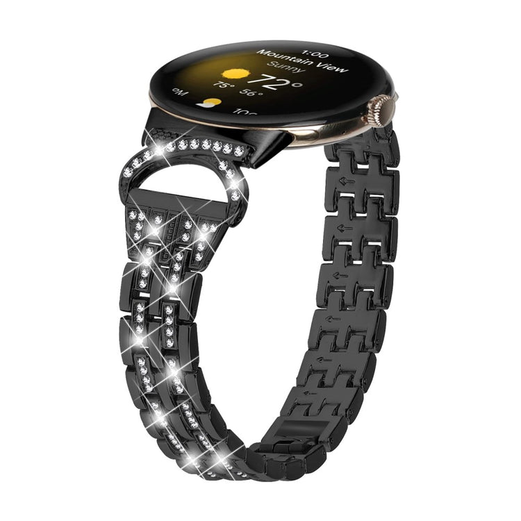 Meget Cool Metal Og Rhinsten Rem passer til Google Pixel Watch - Sort#serie_1