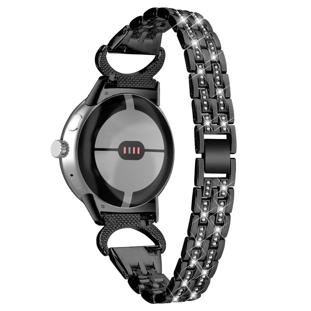 Meget Cool Metal Og Rhinsten Rem passer til Google Pixel Watch - Sort#serie_1
