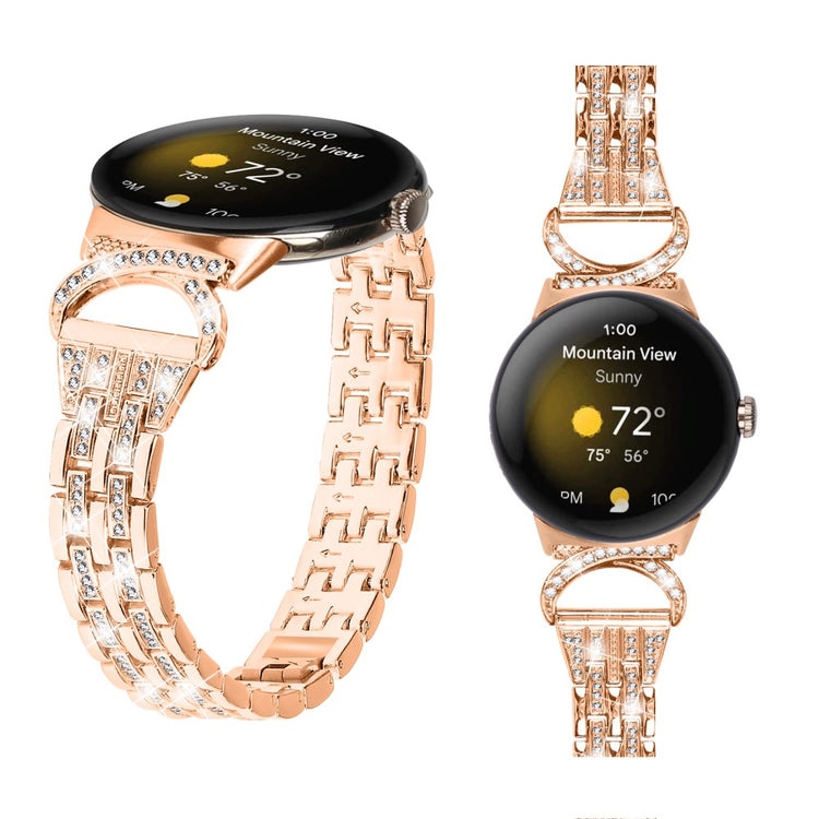 Meget Cool Metal Og Rhinsten Rem passer til Google Pixel Watch - Guld#serie_2