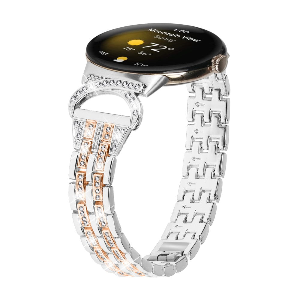 Meget Cool Metal Og Rhinsten Rem passer til Google Pixel Watch - Sølv#serie_3