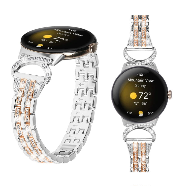 Meget Cool Metal Og Rhinsten Rem passer til Google Pixel Watch - Sølv#serie_3