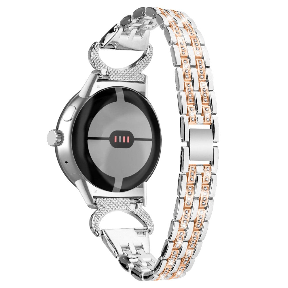 Meget Cool Metal Og Rhinsten Rem passer til Google Pixel Watch - Sølv#serie_3