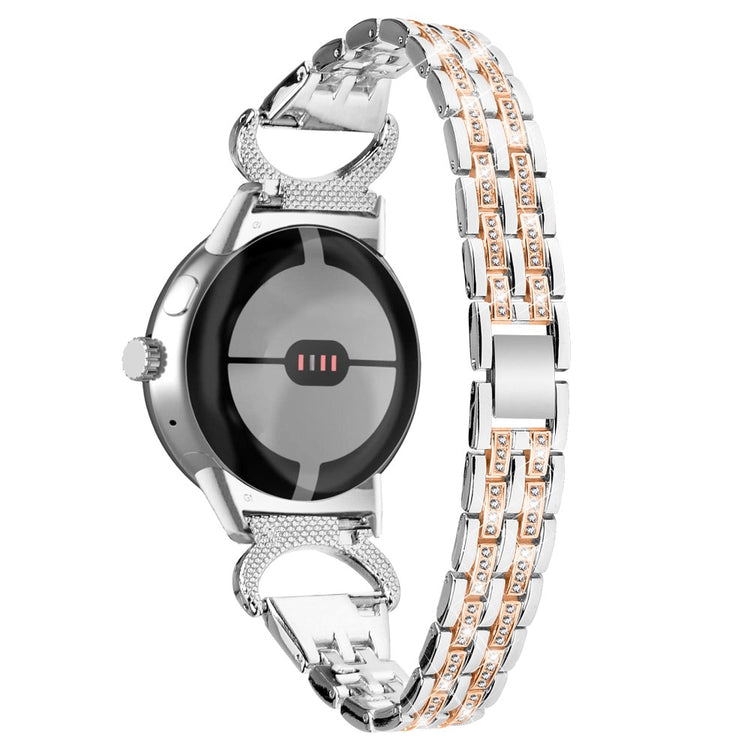 Meget Cool Metal Og Rhinsten Rem passer til Google Pixel Watch - Sølv#serie_3