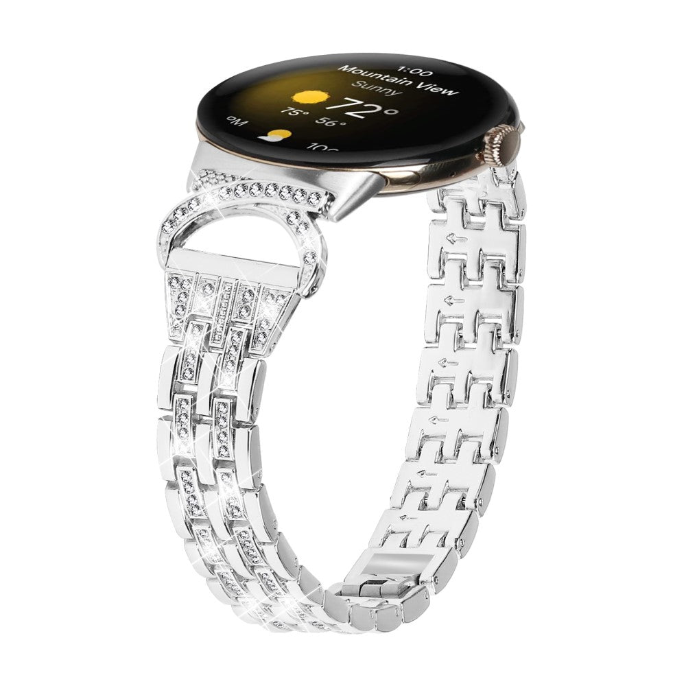 Meget Cool Metal Og Rhinsten Rem passer til Google Pixel Watch - Sølv#serie_4