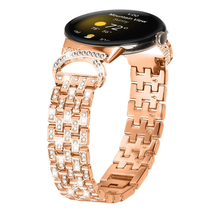 Mega Kønt Metal Og Rhinsten Rem passer til Google Pixel Watch - Guld#serie_2