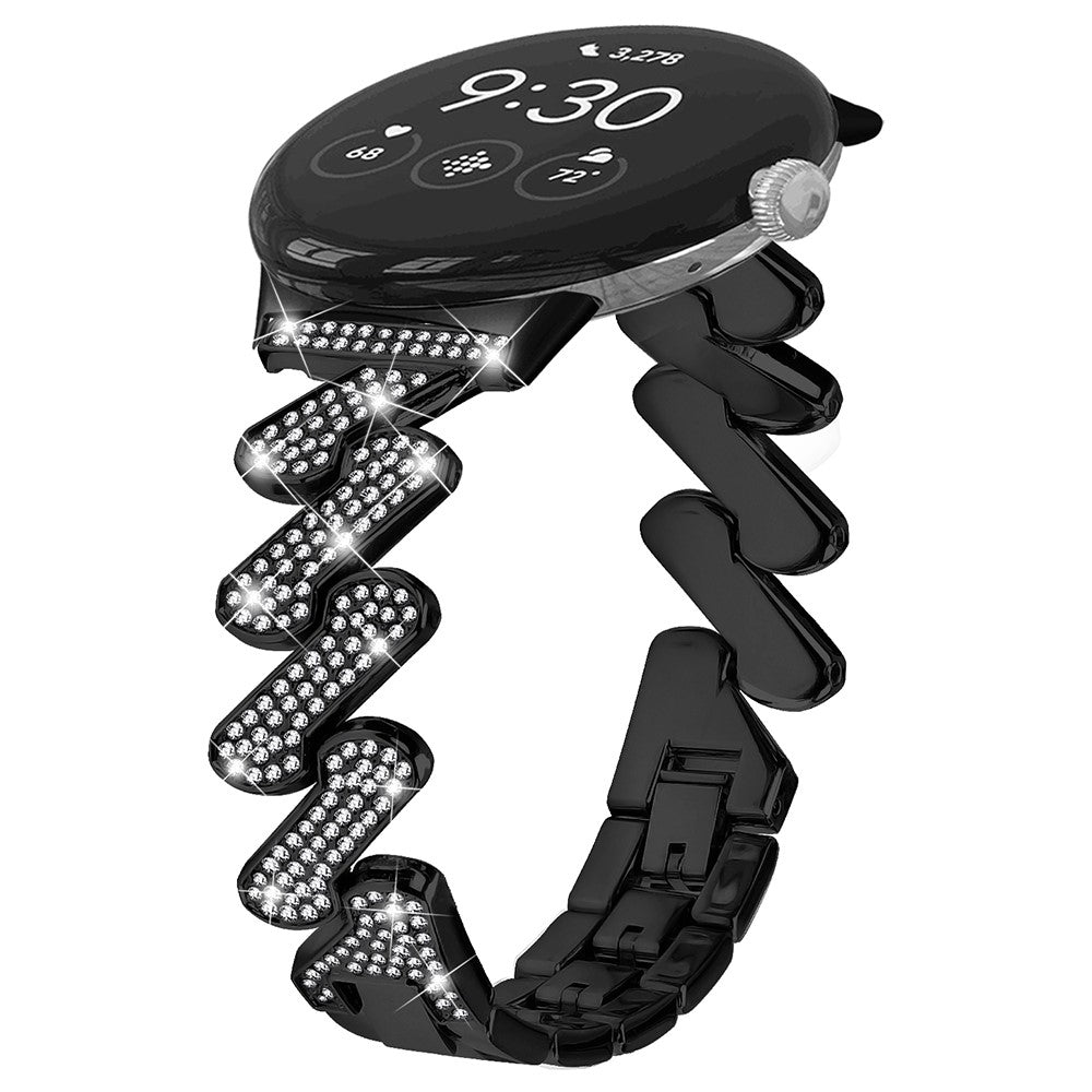 Helt Vildt Fint Metal Og Rhinsten Rem passer til Google Pixel Watch - Sort#serie_1