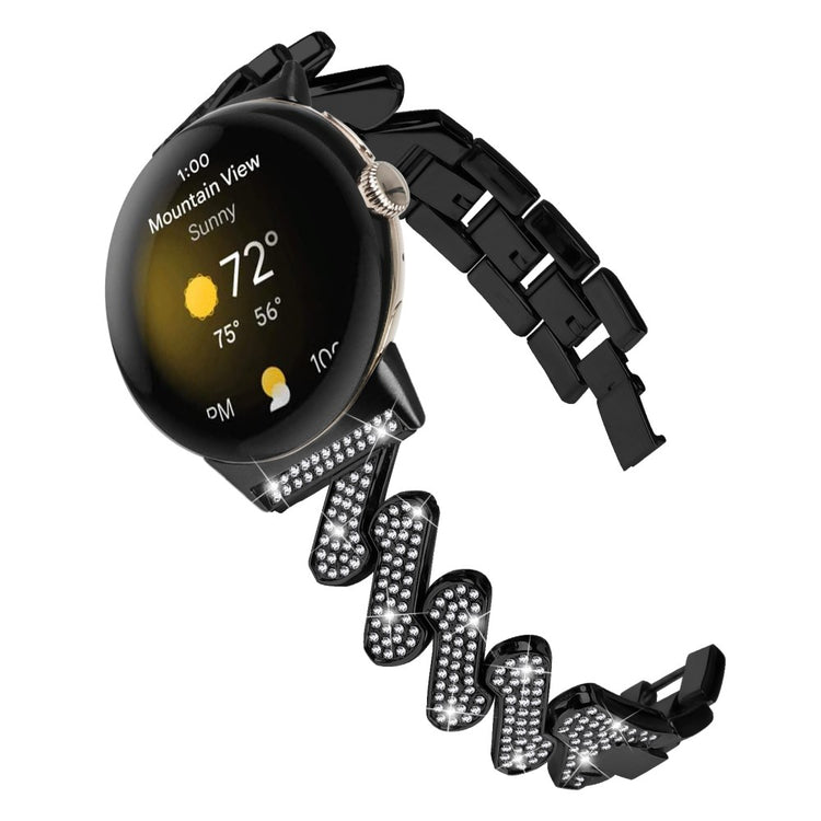 Helt Vildt Fint Metal Og Rhinsten Rem passer til Google Pixel Watch - Sort#serie_1