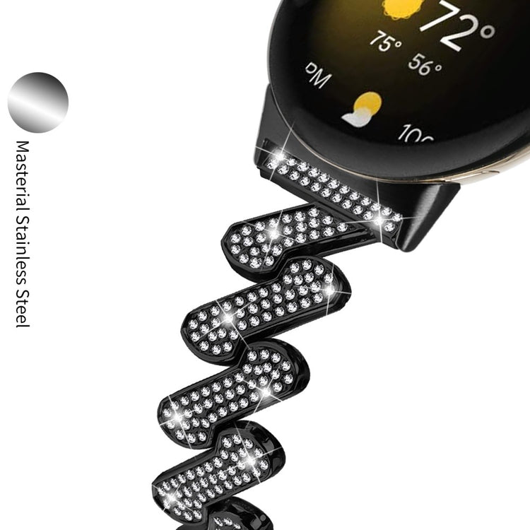 Helt Vildt Fint Metal Og Rhinsten Rem passer til Google Pixel Watch - Sort#serie_1
