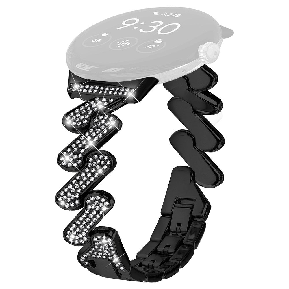 Helt Vildt Fint Metal Og Rhinsten Rem passer til Google Pixel Watch - Sort#serie_1