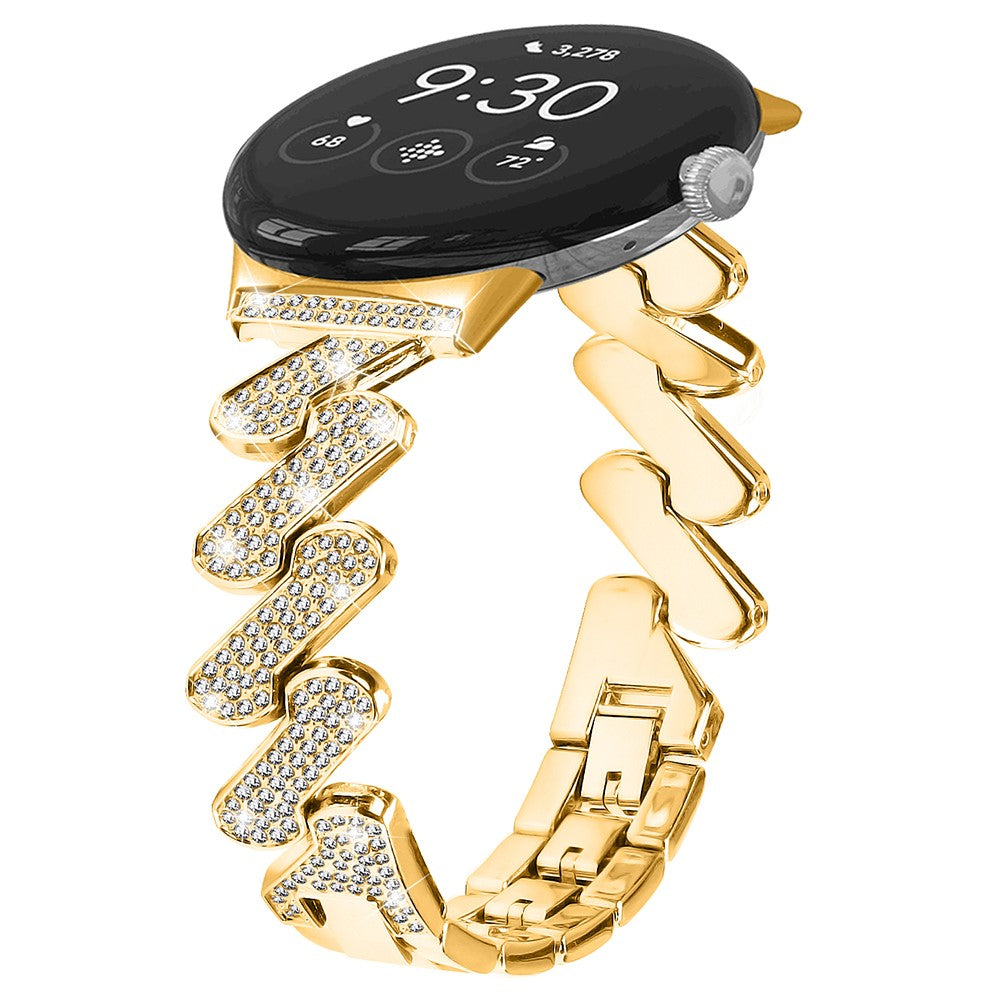 Helt Vildt Fint Metal Og Rhinsten Rem passer til Google Pixel Watch - Guld#serie_2
