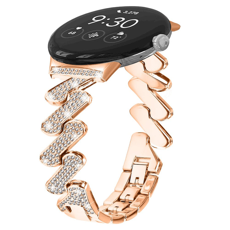 Helt Vildt Fint Metal Og Rhinsten Rem passer til Google Pixel Watch - Pink#serie_3