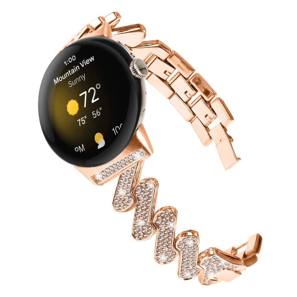 Helt Vildt Fint Metal Og Rhinsten Rem passer til Google Pixel Watch - Pink#serie_3