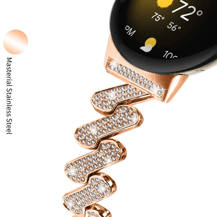 Helt Vildt Fint Metal Og Rhinsten Rem passer til Google Pixel Watch - Pink#serie_3