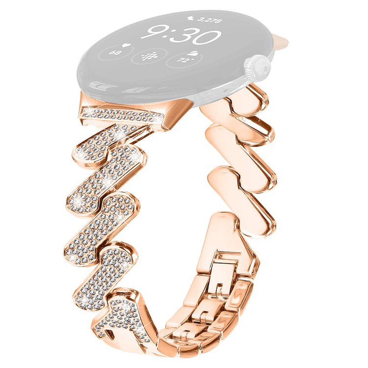 Helt Vildt Fint Metal Og Rhinsten Rem passer til Google Pixel Watch - Pink#serie_3