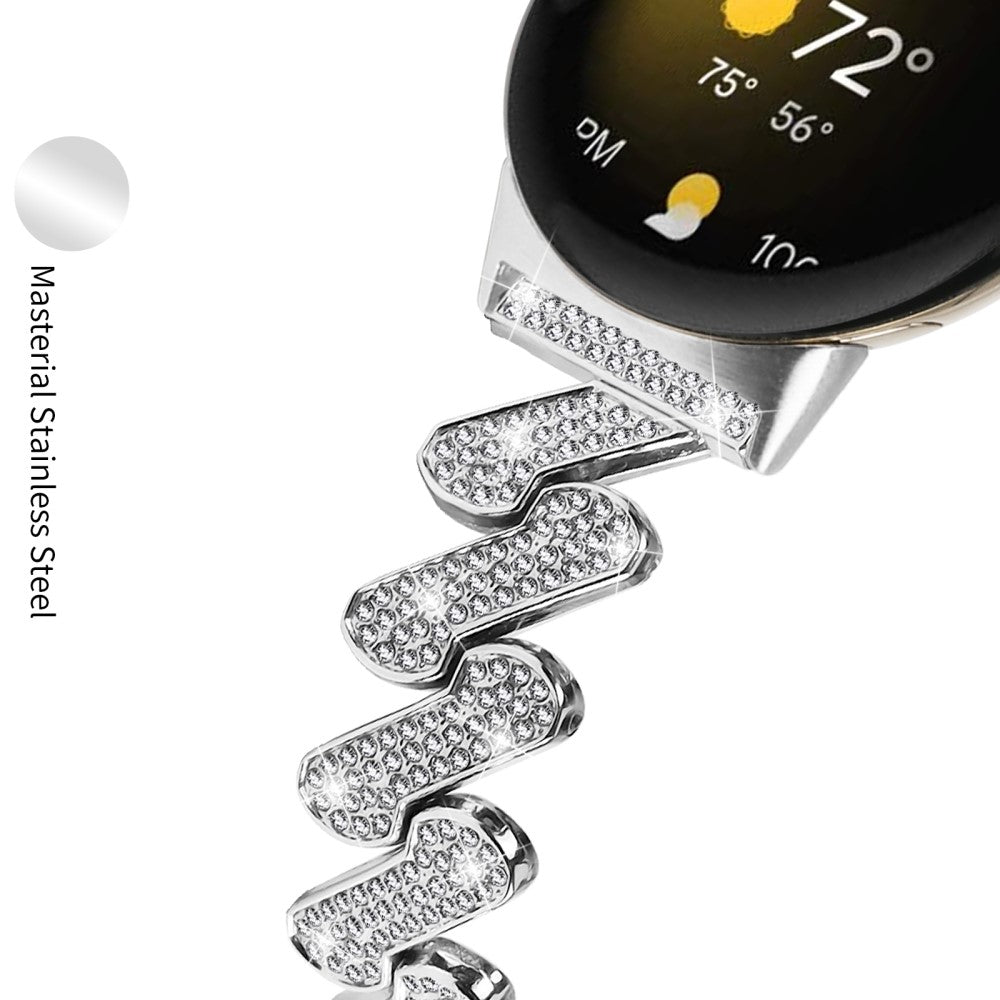 Helt Vildt Fint Metal Og Rhinsten Rem passer til Google Pixel Watch - Sølv#serie_4