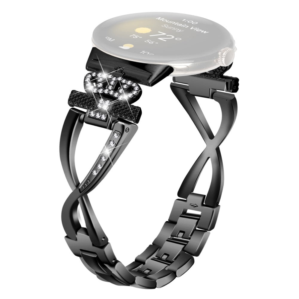 Google Pixel Watch crown adorned rhinestone alloy strap - Black#serie_1