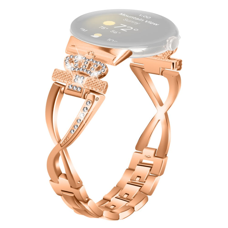 Google Pixel Watch crown adorned rhinestone alloy strap - Rose Gold#serie_2