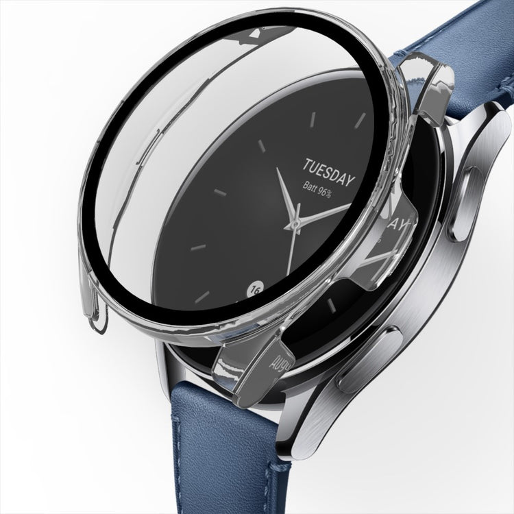 Rigtigt Fint Xiaomi Watch S2 46mm Cover med Skærmbeskytter i Plastik og Hærdet Glas - Hvid#serie_5