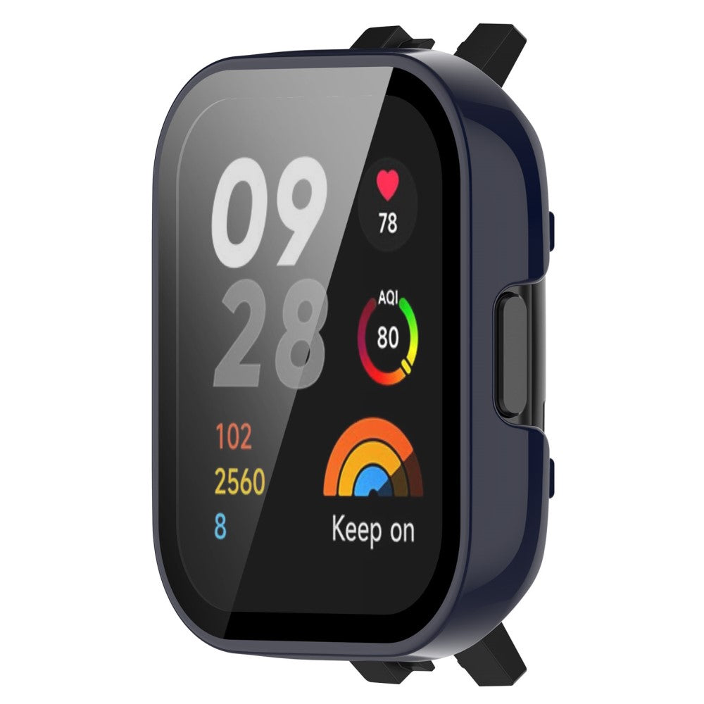 Meget Fint Xiaomi Redmi Band 3 Cover med Skærmbeskytter i Plastik og Hærdet Glas - Blå#serie_2
