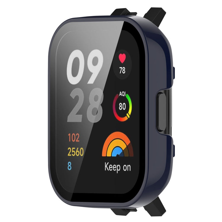 Meget Fint Xiaomi Redmi Band 3 Cover med Skærmbeskytter i Plastik og Hærdet Glas - Blå#serie_2