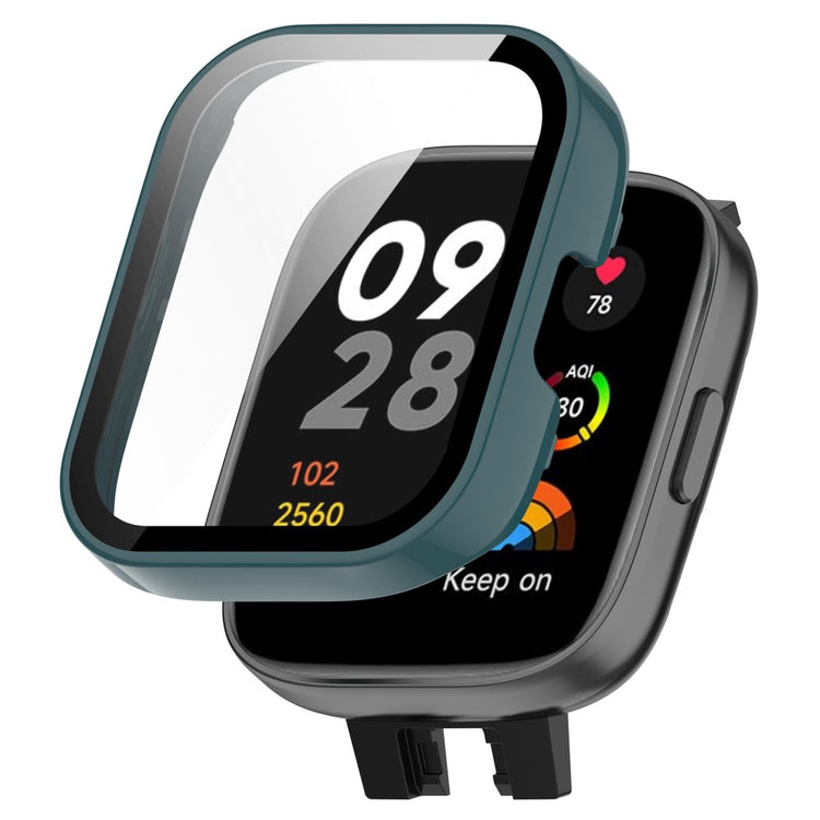 Meget Fint Xiaomi Redmi Band 3 Cover med Skærmbeskytter i Plastik og Hærdet Glas - Grøn#serie_3