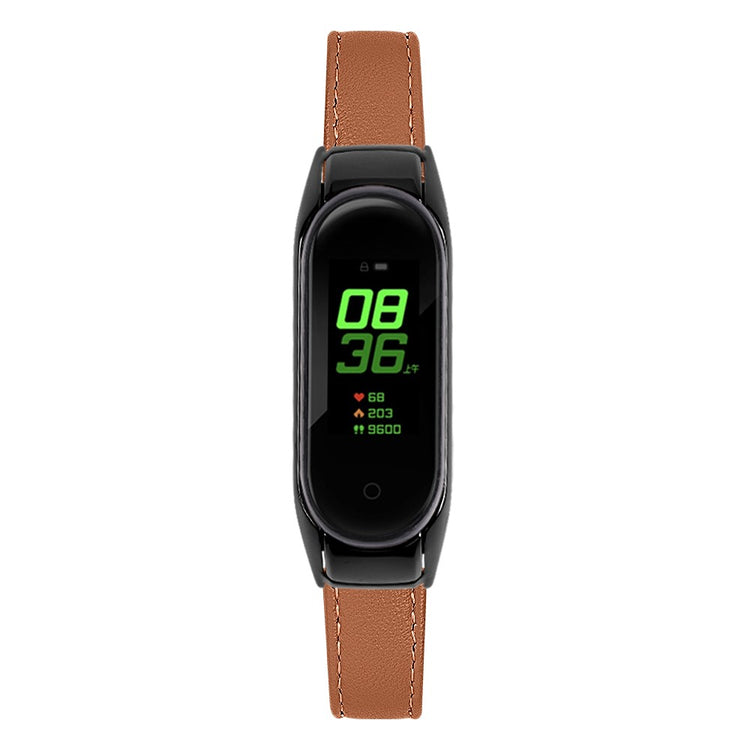 Mega Hårdfør Ægte Læder Rem passer til Xiaomi Smart Band 8 - Brun#serie_16
