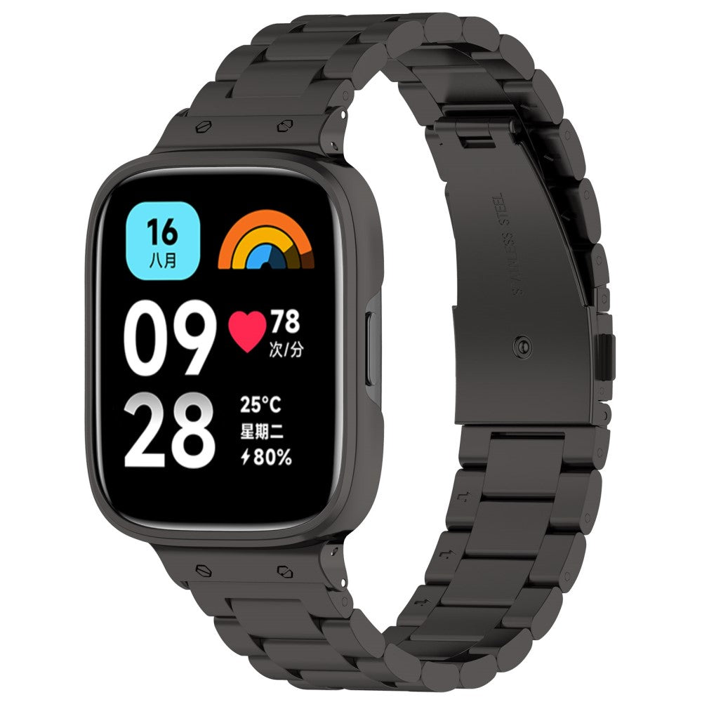 Metal Og Plastik Universal Rem passer til Xiaomi Redmi Watch 3 Active / Xiaomi Mi Watch Lite 3 - Sort#serie_1