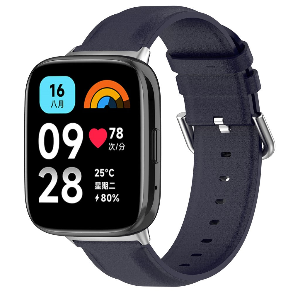 Ægte Læder Og Metal Universal Rem passer til Xiaomi Redmi Watch 3 Active / Xiaomi Mi Watch Lite 3 - Blå#serie_3