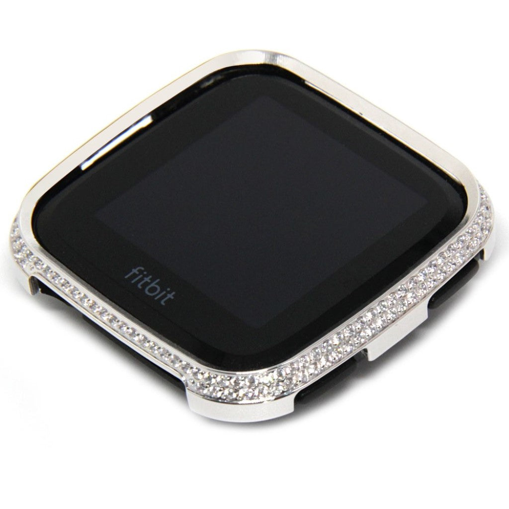 Mega Fed Fitbit Versa Metal og Rhinsten Cover - Sølv#serie_3