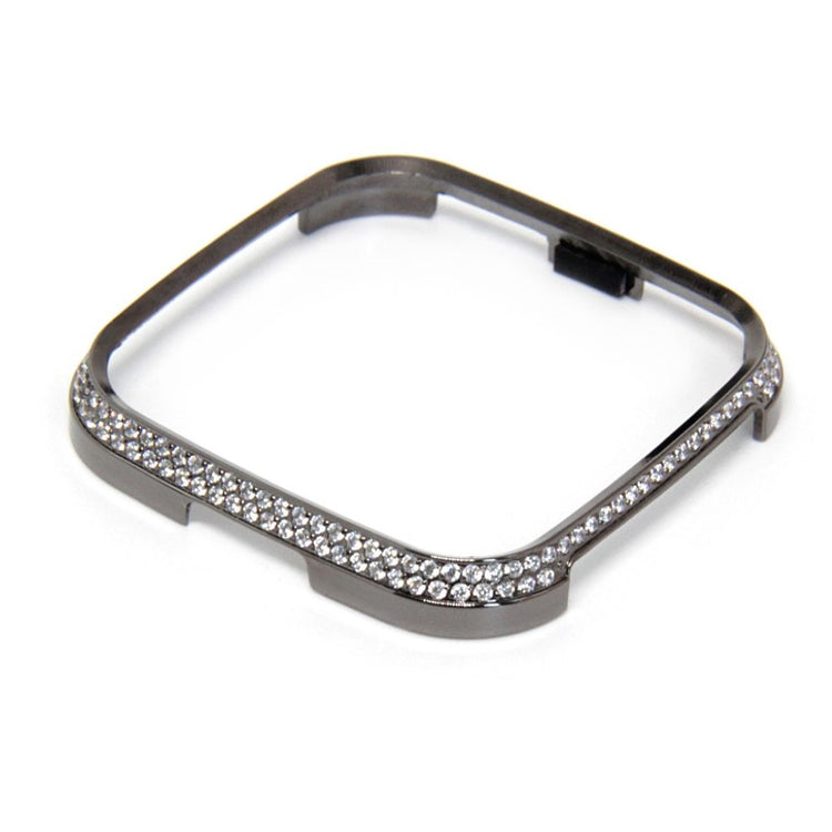 Mega Fed Fitbit Versa Metal og Rhinsten Cover - Sort#serie_4