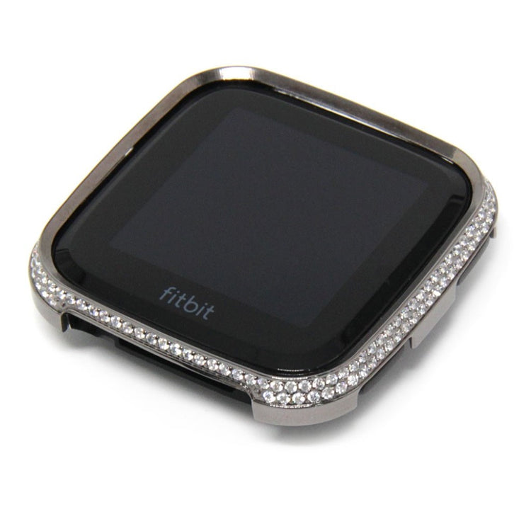 Mega Fed Fitbit Versa Metal og Rhinsten Cover - Sort#serie_4