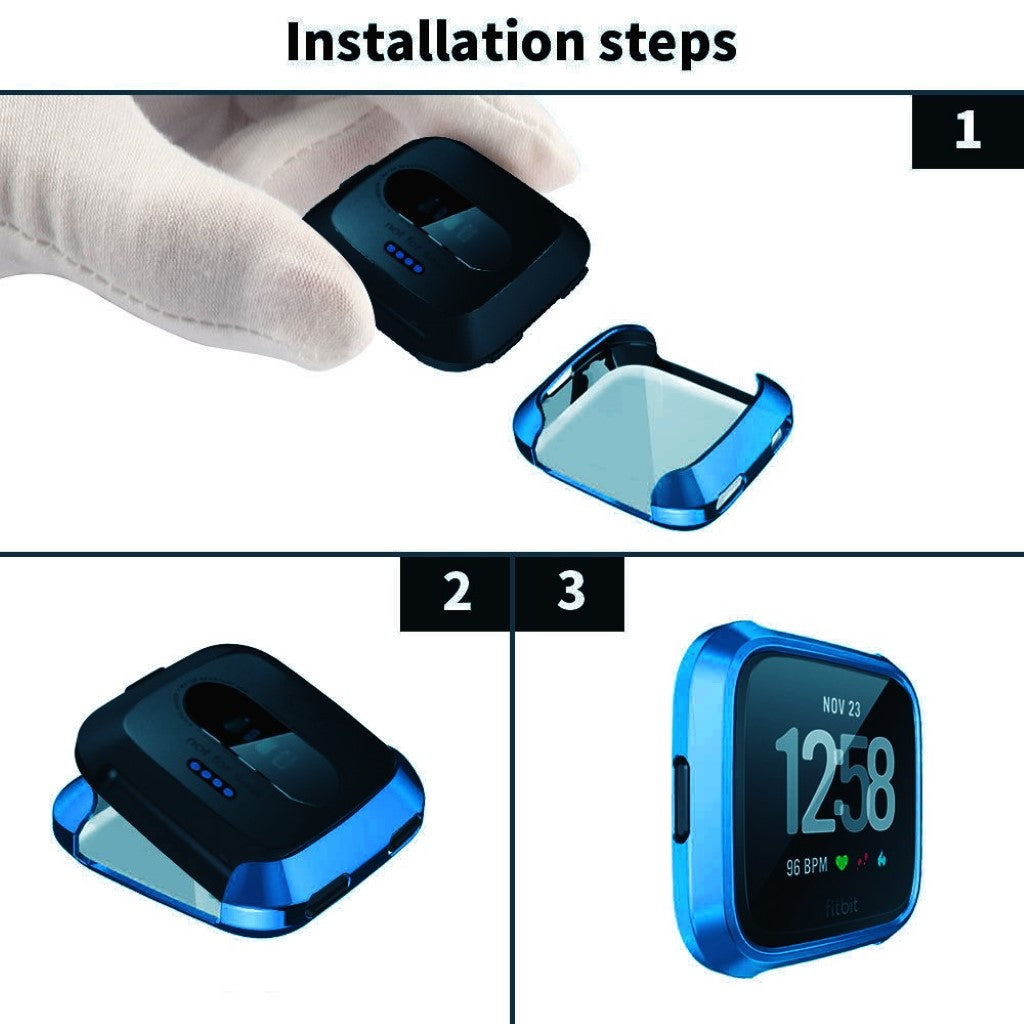 Godt Fitbit Versa Silikone Cover - Blå#serie_7
