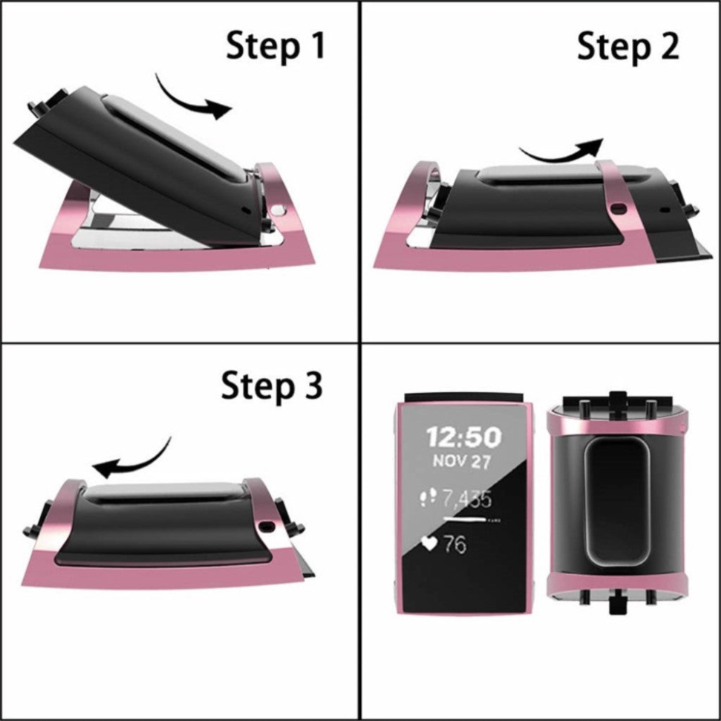 Fint Fitbit Charge 3 Silikone Cover - Pink#serie_3