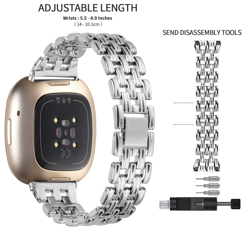 Udsøgt Metal Universal Rem passer til Fitbit Sense 2 / Fitbit Versa 4 - Sølv#serie_4