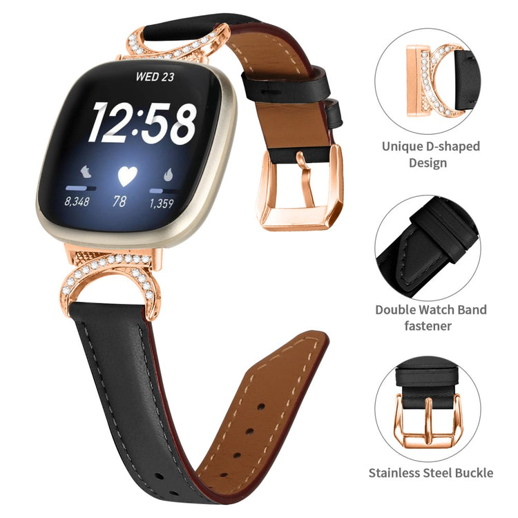 Helt Vildt Flot Kunstlæder Universal Rem passer til Fitbit Smartwatch - Sort#serie_3