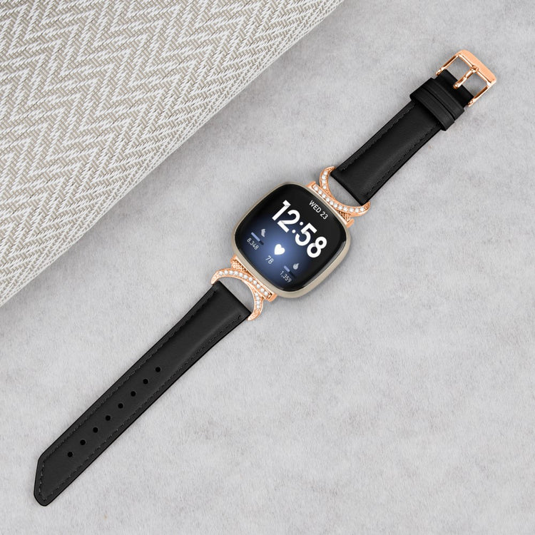 Helt Vildt Flot Kunstlæder Universal Rem passer til Fitbit Smartwatch - Sort#serie_3