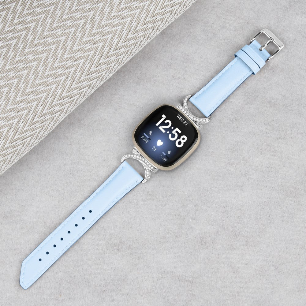 Super Godt Kunstlæder Universal Rem passer til Fitbit Smartwatch - Blå#serie_4