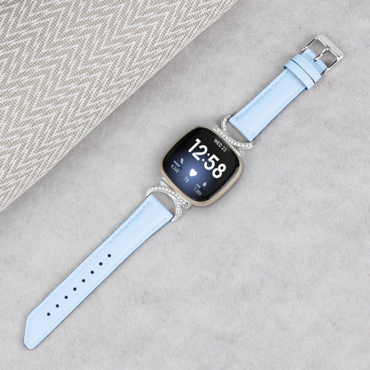 Super Godt Kunstlæder Universal Rem passer til Fitbit Smartwatch - Blå#serie_4