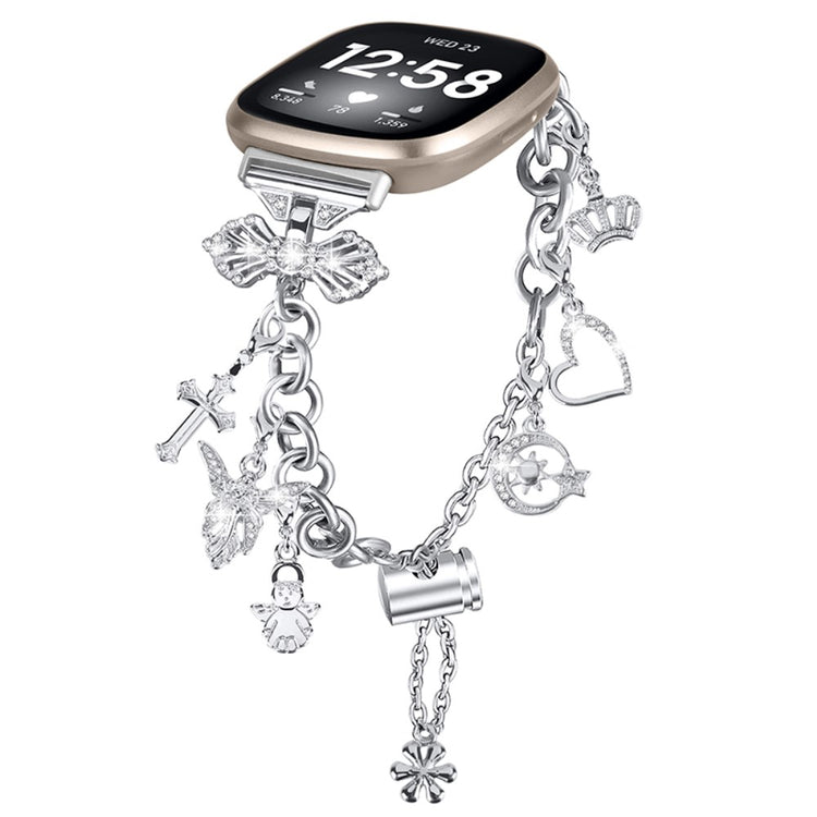 Smuk Metal Universal Rem passer til Fitbit Sense 2 / Fitbit Versa 4 - Sølv#serie_3