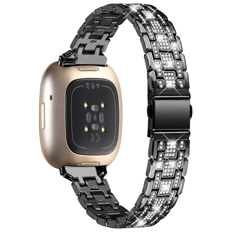 Metal Og Rhinsten Universal Rem passer til Fitbit Sense 2 / Fitbit Versa 4 - Sort#serie_1