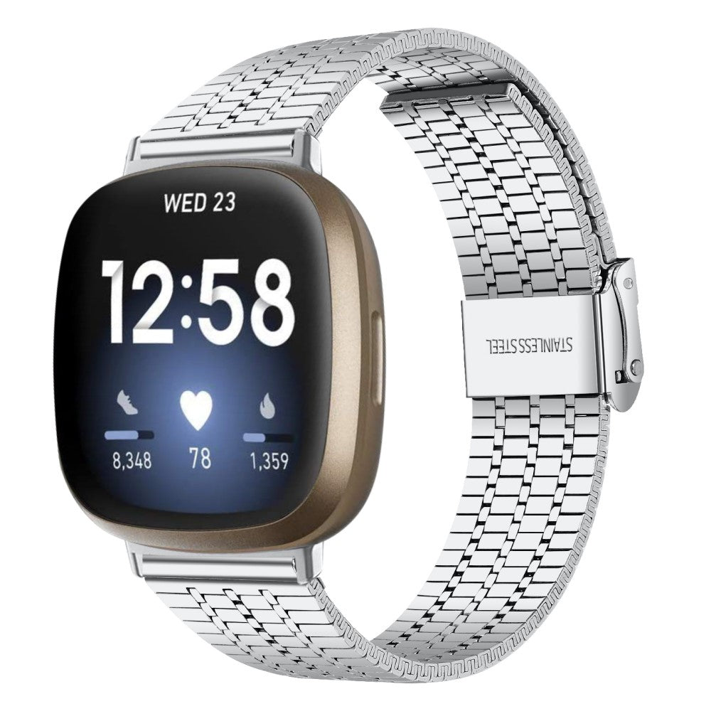 Solid Metal Universal Rem passer til Fitbit Sense 2 / Fitbit Versa 4 - Sølv#serie_2
