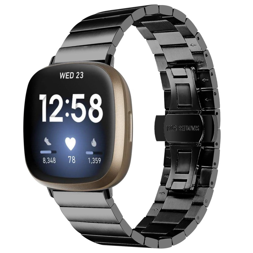 Cool Metal Universal Rem passer til Fitbit Sense 2 / Fitbit Versa 4 - Sort#serie_1