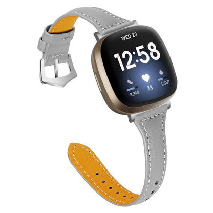 Ægte Læder Universal Rem passer til Fitbit Sense 2 / Fitbit Versa 4 - Sølv#serie_4