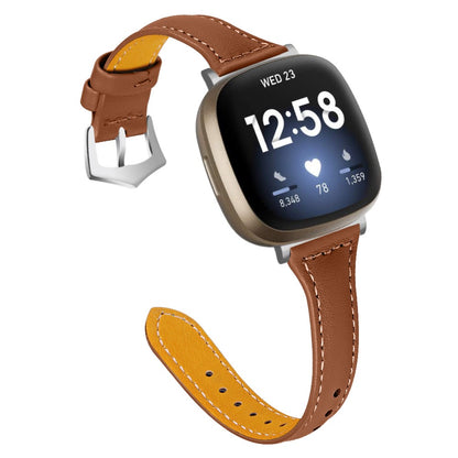 Ægte Læder Universal Rem passer til Fitbit Sense 2 / Fitbit Versa 4 - Brun#serie_9