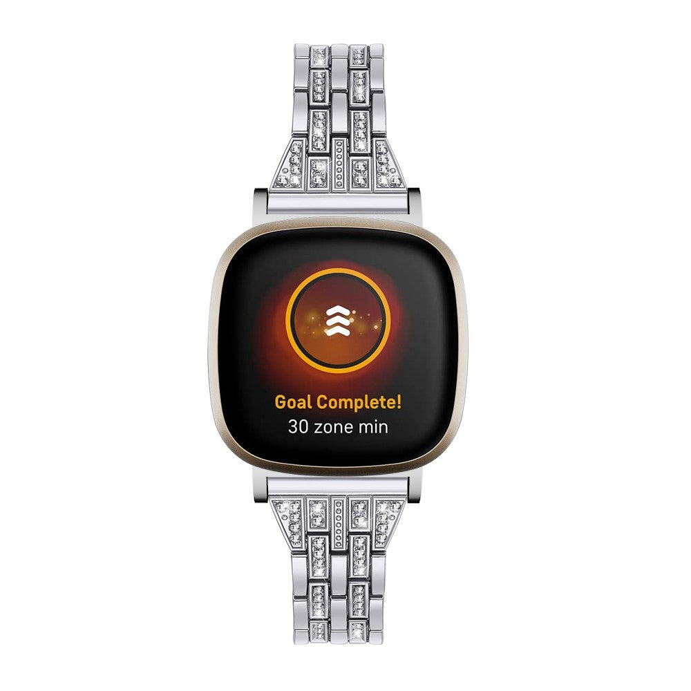 Metal Og Rhinsten Universal Rem passer til Fitbit Sense 2 / Fitbit Versa 4 - Sølv#serie_4