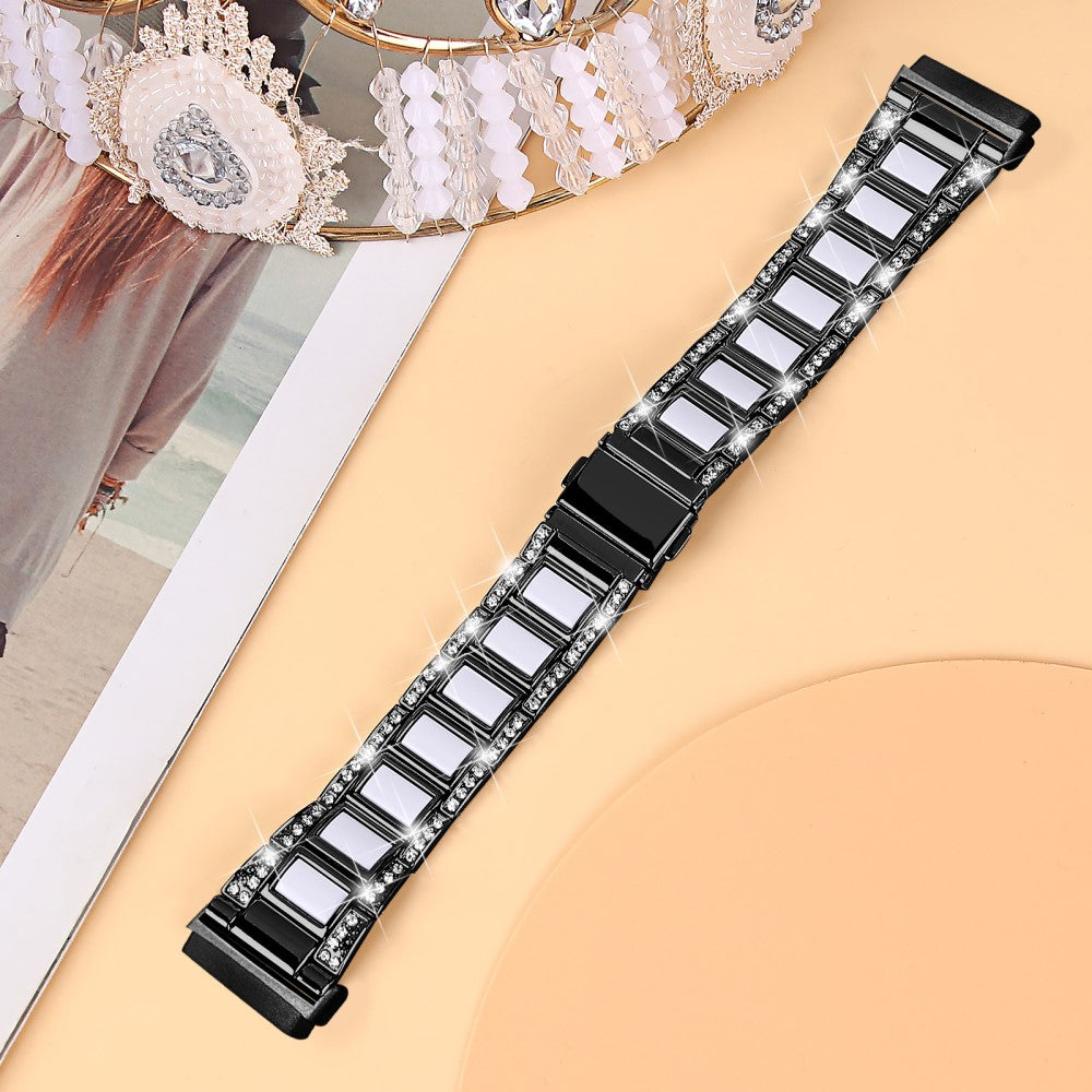 Metal Og Rhinsten Universal Rem passer til Fitbit Sense 2 / Fitbit Versa 4 - Sort#serie_2