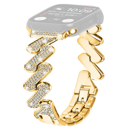Metal Og Rhinsten Universal Rem passer til Fitbit Sense 2 / Fitbit Versa 4 - Guld#serie_2