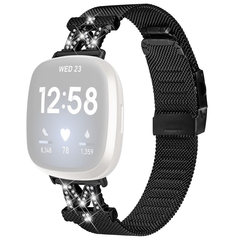 Fitbit Sense 2 / Versa 4 M-shape stainless steel strap with buckle - Black#serie_1