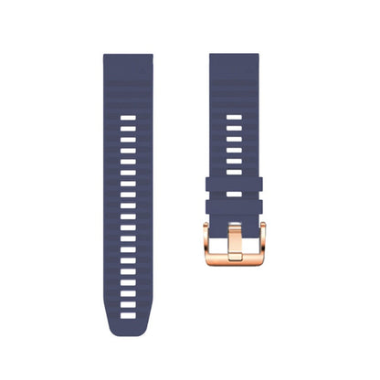20mm simple stripe silicone strap with rose gold buckle for Garmin watch - Midnight Blue#serie_8
