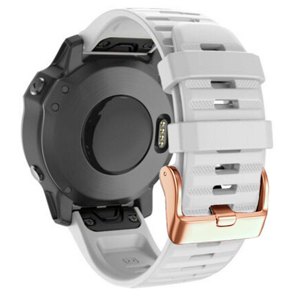 20mm simple stripe silicone strap with rose gold buckle for Garmin watch - White#serie_9